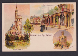 Litho Ansichtskarte Karlsbad Böhmen Deutsche Ostgebiete Karlovy Vary Tschechien - Böhmen Und Mähren