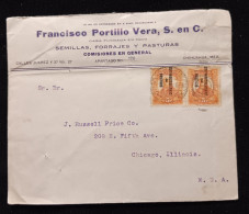 C) 1914, MEXICO, ADVERTISING COVER SENT TO THE UNITED STATES, DOUBLE STAMPED. - Mexico