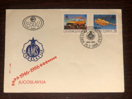 YUGOSLAVIA FDC COVER 1986 YEAR  RED CROSS AMBULANCES HEALTH MEDICINE STAMPS - FDC