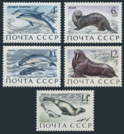 Russia 3882-3886, MNH. Mi 3913-3917. Sea Mammals: Dolphins,Otter, Narwals,Walrus - Neufs