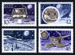 Russia 3834-3837, 3837a Sheet, MNH. Mi 3857-3860, Bl.68. Luna 17 On Moon, 1971. - Neufs