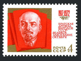 Russia 4016 Two Stamps, MNH. Mi 4052. 55th Ann.of October Revolution,1972.Lenin. - Neufs