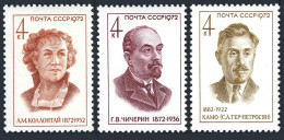 Russia 3958-3960, MNH. Mi 3993-95. 1972.  Kolontai, Chicherin, Kamo Ter-Petrosya - Neufs