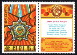 Russia 4129-label Two Stamps,MNH.Michel 4172. October Revolution,56th Ann.1973. - Neufs