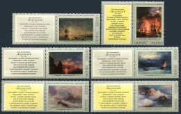 Russia 4178-4183/label, MNH. Mi 4419-4224-zf. Seascapes By Ivan Aivazovski, 1974 - Neufs