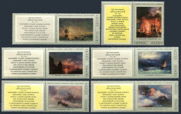 Russia 4178-4183/label, MNH. Mi 4419-4224-zf. Seascapes By Ivan Aivazovski, 1974 - Unused Stamps