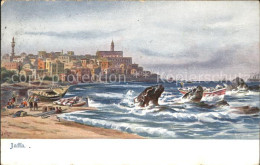 11660060 Jaffa Strand Boot Kuenstlerkarte Israel - Israel