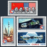 Russia 4338-4341,4342, MNH. Mi 4371-4374, Bl.105. Apollo-Soyuz Space Test, 1975. - Unused Stamps