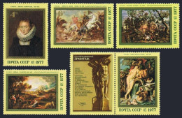 Russia 4572-4577 Label 1, MNH. Michel 4607-4611. Peter Paul Rubens, 400, 1977. - Unused Stamps