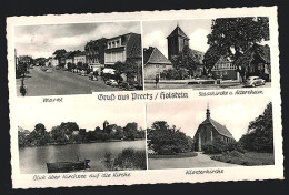 AK Preetz /Holstein, Stadtkirche Und Altersheim, Klosterkirche, Markt  - Preetz