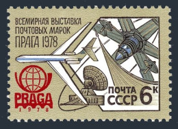 Russia 4693 Two Stamps, MNH. Mi 4766. PRAGA-1978 PhilEXPO.Plane,Radar,Spaceship. - Unused Stamps