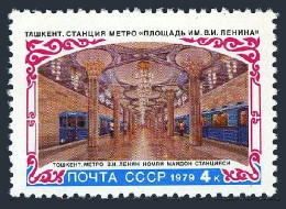 Russia 4761 Two Stamps,MNH.Mi 4865. Tashkent Subway, 1979. Lenin Square Station. - Unused Stamps