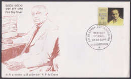 Sri Lanka Ceylon 2009 FDC A.P. De Zoysa, Lankan Social Reformer, Politician, Buddhist Scholar, First Day Cover - Sri Lanka (Ceilán) (1948-...)