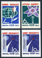 Russia 2720-2722,2722 Imperf, Blocks/4, MNH. World Without Arms And Wars, 1963. - Nuevos