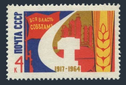 Russia 2951 Two Stamps, MNH. Michel 2975. 47th Ann. Of October Revolution, 1964. - Nuevos