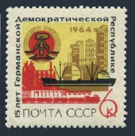 Russia 2942 Two Stamps, MNH. Mi 2962. German Democratic Republic, 15th Ann, 1964 - Nuevos