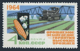 Russia 2892 Two Stamps, MNH. Michel 2907, Irrigation 1964. Tractor, Cotton, Corn - Unused Stamps