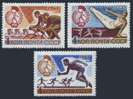 Russia 3075-3077, MNH. Mi 3102-3104. Trade Union Spartacist Games, 1965. Bicycle - Ongebruikt