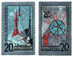 Russia 3022-3023, MNH. Michel 3042-3043. Cosmonauts' Day 04.12.1965. - Unused Stamps