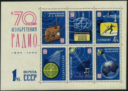 Russia 3040, MNH. Mi 3061-3066 Bl.39. A.S. Popov's Radio Pioneer Work, 70, 1965. - Unused Stamps