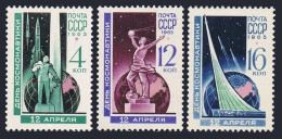 Russia 3019-3021, MNH. Mi 3038-3040. Cosmonauts Day,1965. Monuments: Tsiolkovsky - Unused Stamps