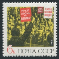 Russia 3256A Two Stamps, MNH. Hands Off Viet Nam Movement. 1966. Protest Rally. - Ongebruikt