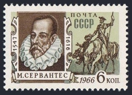 Russia 3280 Two Stamps,MNH.Mi 3302. Miguel Cervantes Saavedra,1966.Don Quixote. - Ungebraucht
