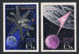 Russia 3288-3289,MNH.Michel 3311-3312.  Spacce,1966.Molniya 1,Luna 11 Moon Probe - Ongebruikt