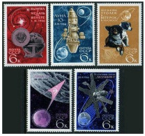 Russia 3223-2325,3288-3289, MNH.Mi 3238-40,3311-12. Achievements In Spacce,1966. - Ongebruikt