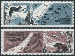 Russia 3218-3219, MNH. Michel 3233-3234. Barguzin Game Reserve,1966. Sable,Bear, - Unused Stamps