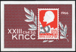 Russia 3188, MNH. Mi Bl.42. 23rd Communist Party Congress, 1966. Vladimir Lenin. - Ongebruikt