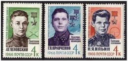 Russia 3167-3169, MNH. Michel 3187-3188. Soviet Soldiers, WW II Heroes, 1966. - Nuevos