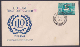 Sri Lanka Ceylon 1969 FDC ILO International Labour Union, First Day Cover - Sri Lanka (Ceylan) (1948-...)