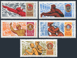 Russia 3501-3505,3506, MNH. Mi 3526-3530, Bl.52. Lenin Komsomol-50,1968. Scenes. - Neufs
