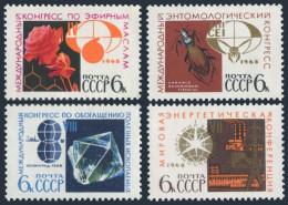 Russia 3466-3469 Blocks/4,MNH.Michel 3491-3494. Congresses 1968:Mineral,Power, - Unused Stamps