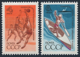 Russia 3619-3620 Two Sets, MNH. Championships 1969. Junior Volleyball, Rowing. - Nuevos