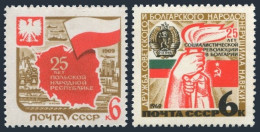 Russia 3614-3615, MNH. Polish Republic, Liberation Of Bulgaria, 25th Ann. 1969. - Nuevos