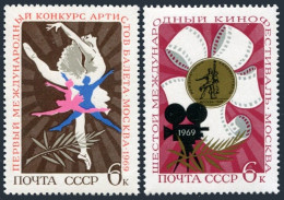 Russia 3602-3603 2 Sets, MNH. Mi 3629-3630. Film Festival In Moscow, Balet, 1969 - Nuevos