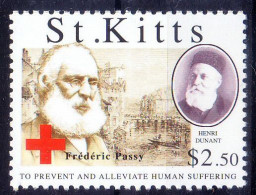 St. Kitts 2010 MNH, Red Cross, Frederic Passy & Dunant 1st Nobel Peace Winners 1901 - Nobelpreisträger