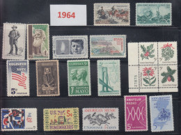 USA 1964 Full Year Commemorative MNH Stamps Set SC# 1242-1260 With 19 Stamps - Full Years