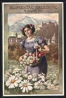 Künstler-AK Franz Kulstrunk: Salzburg, Blumentag 1911, Frau In Blumenwiese  - Sonstige & Ohne Zuordnung