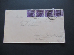 1948 Bizone Bandaufdruck Nr.37 I (4) MeF Senkrechter 4er Streifen Tagesstempel Hattingen Nach Menden Gesendet - Storia Postale