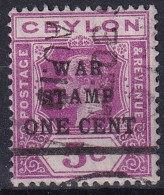 Ceylon King War Stamp One Cent - Ceilán (...-1947)