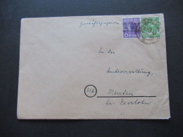 1948 Bizone Band / Netzaufdruck MiF Nr.37 I Und 39 II Geschäftspapiere Umschlag Stadtwerke Iserlohn I.W. - Menden - Storia Postale