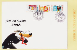 08224 ● Enveloppe G.F 1er Jour FDC Fête Timbre TOURNUS 01-03-2008 Bande 4146-4147-4148 Loup TEX AVERY  - 2000-2009