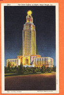 08072 ● Carte Toilée BATON-ROUGE LA-Louisiana State Capitol Night 1950s Photo By Francis PULLEN 6A-H1148 - Baton Rouge