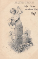 Easter - Woman Holding A Rabbit Bunny Kaninchen , Sheep Lamb 1903 - Easter