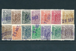 España — Lote De Timbres Fiscales Especial Móvil — Serie De 1940 Águila San Juan — 14 Valores - Revenue Stamps