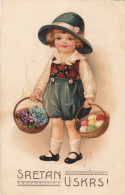 Easter - Child W Eggs Basket 1927 - Pâques