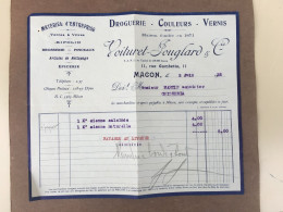 Facture / Voituret- Jouglard Et Cie / Macon / Droguerie / Peinture / Couleurs / 1932 - Chemist's (drugstore) & Perfumery